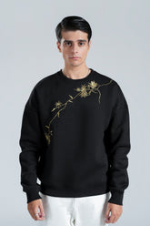 Gold Floral Embroidered Sweatshirt
