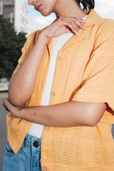 Cotton Cellular Fabric Shirt