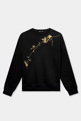 Gold Floral Embroidered Sweatshirt