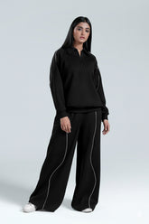 Piped-Up Black Trouser