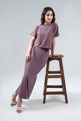 Textured Cropped Fit T-Shit & skirt Set