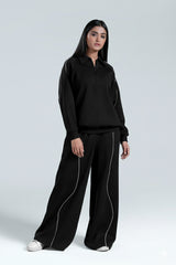 Piped Up Black Half-Zip